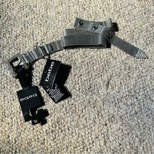 Bebe Black and Gray metal mesh belt women’s